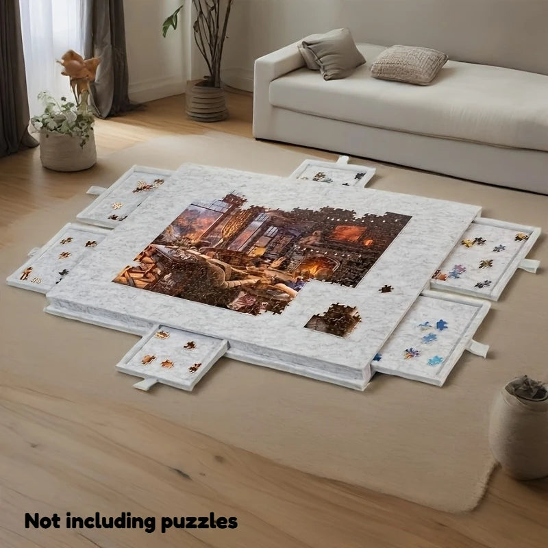 Tilting Felt Puzzle Board with 6 Drawers