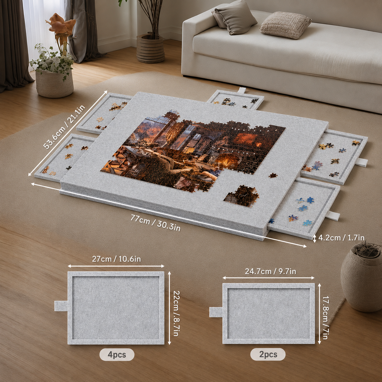 Adjustable Felt Puzzle Board With Storage Drawers
