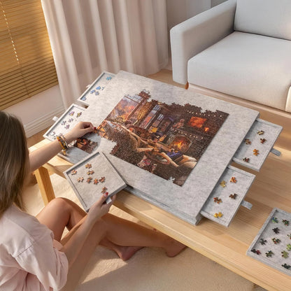Tilting Felt Puzzle Board with 6 Drawers